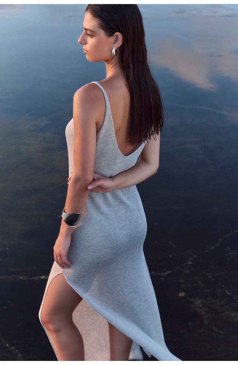 Luma Gottex Solar Shimmer Knit Dress Cover-Up, Alternate, color, Grey-Silver