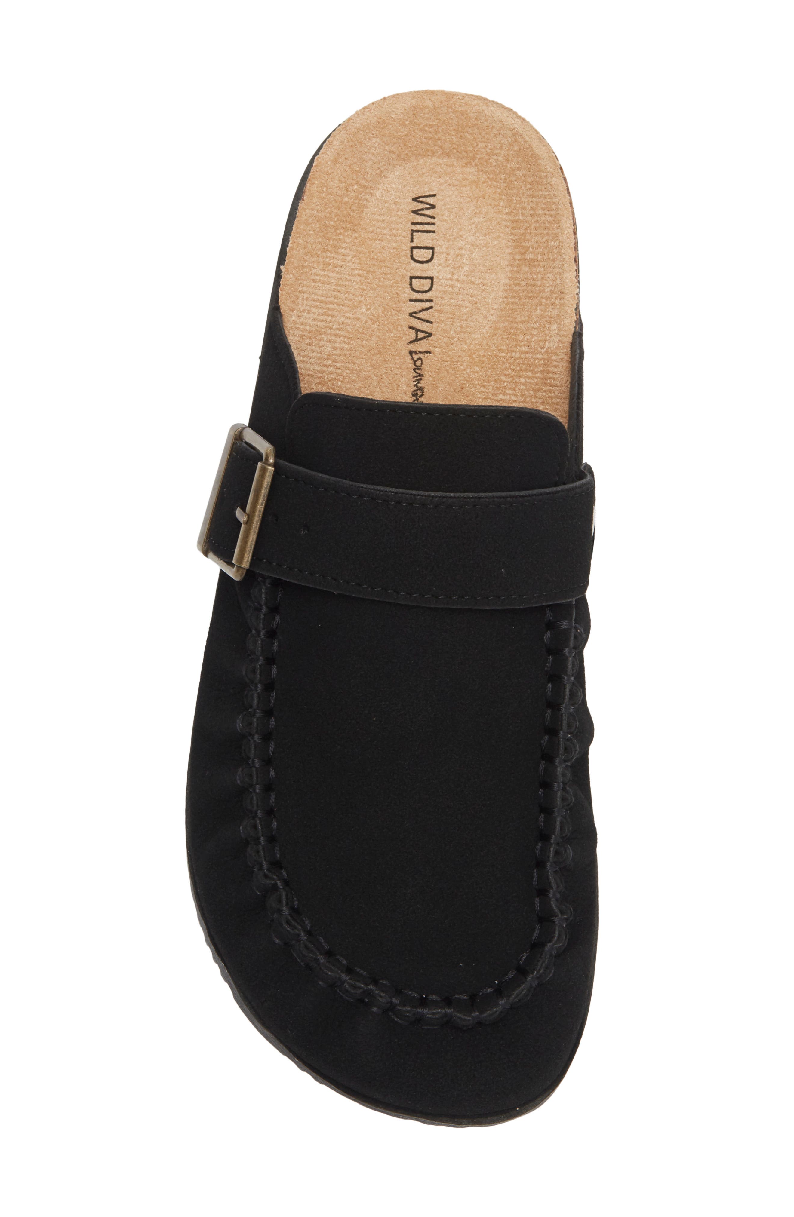 Matcha Faux Leather Flat Mule, Alternate, color, BLACK