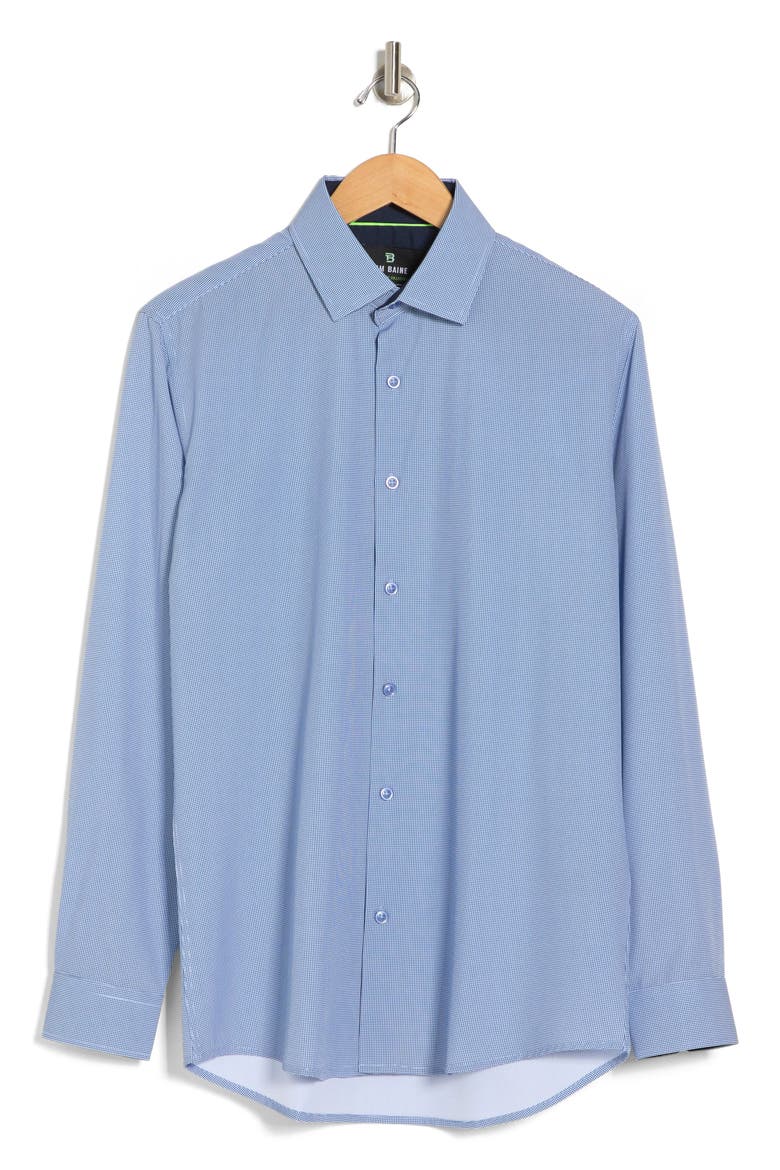 Performance Mini Plaid Button-Down Dress Shirt, Alternate, color, BLUE