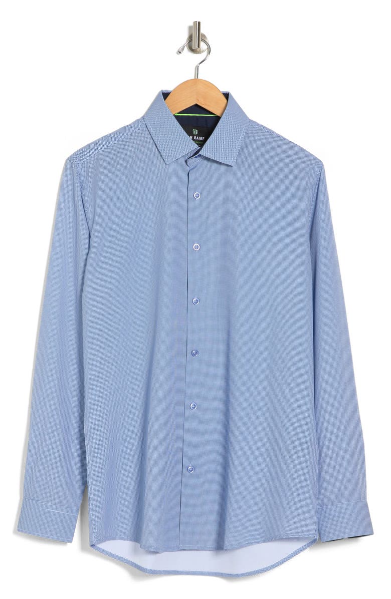 TOM BAINE Performance Mini Plaid Button-Down Dress Shirt, Alternate, color, Blue