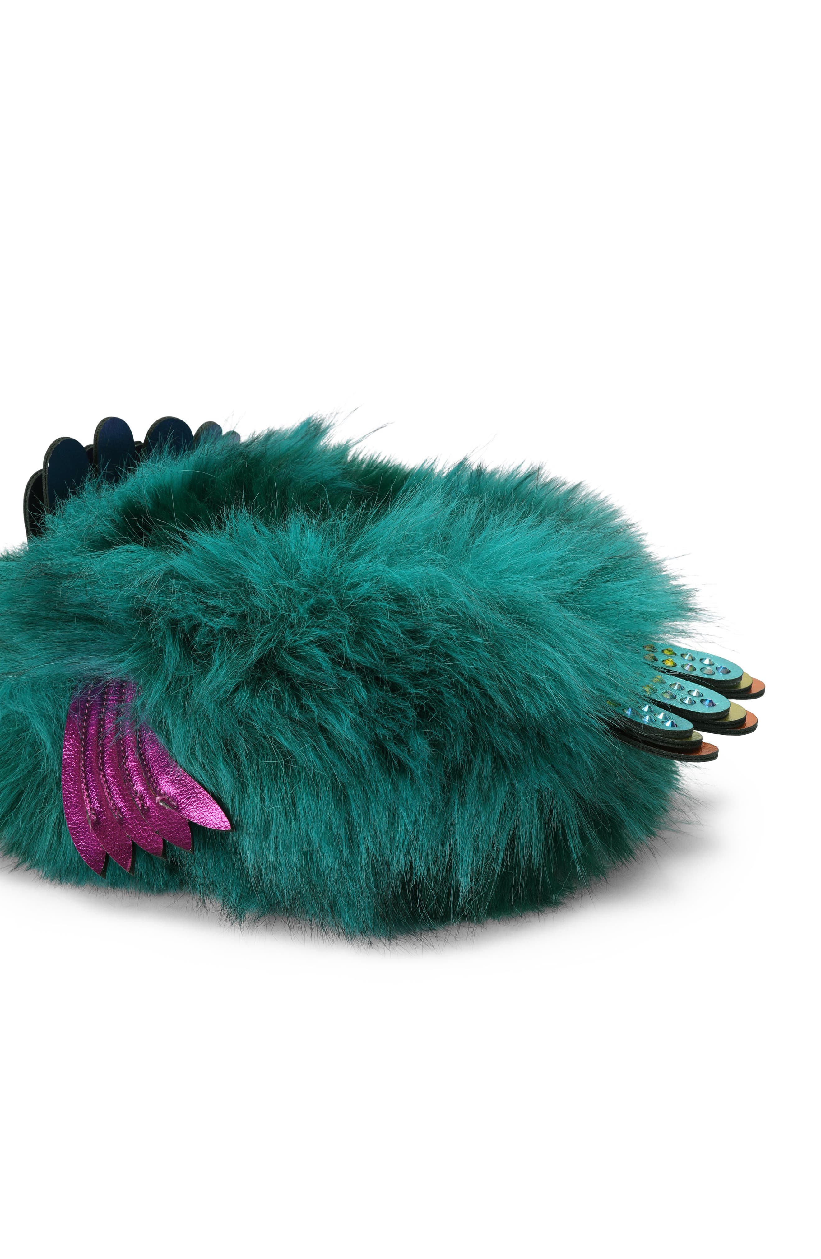 Eagle Fluff Faux Fur Slipper, Alternate, color, GREEN