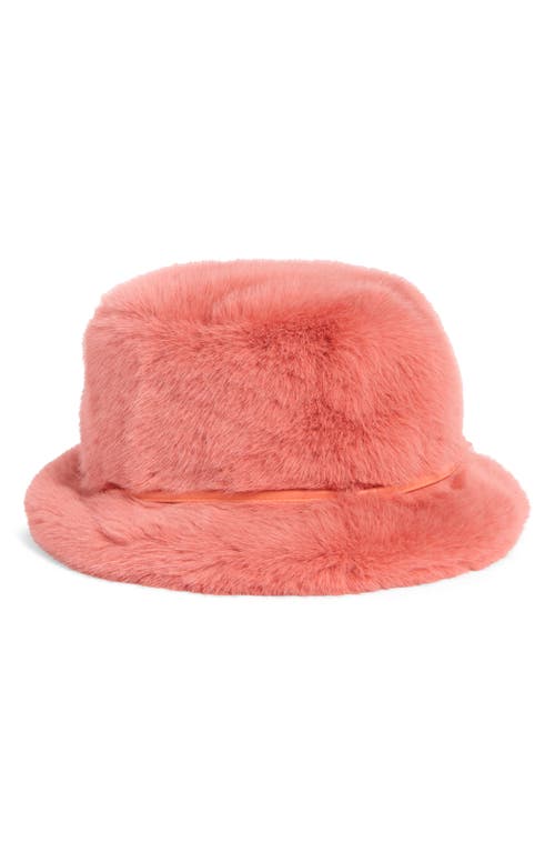 La Fiorentina Faux Fur Bucket Hat In Orange