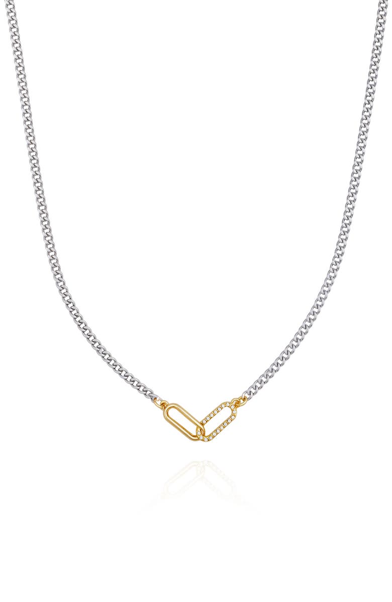 Vince Camuto Crystal Paper Clip Link Pendant Necklace, Main, color, Two Tone
