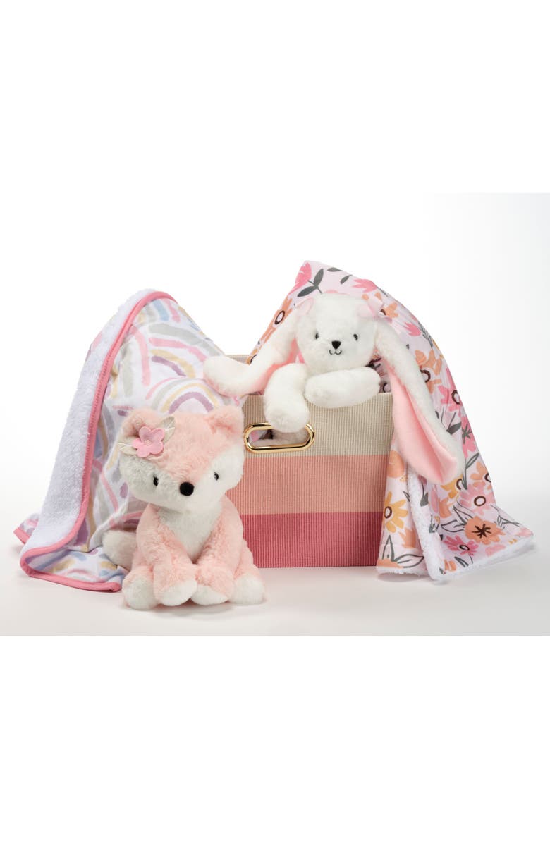 Lambs & Ivy 5-Piece Luxury Bunny & Fox Infant / Newborn / Baby Gift Basket, Alternate, color, Multicolor