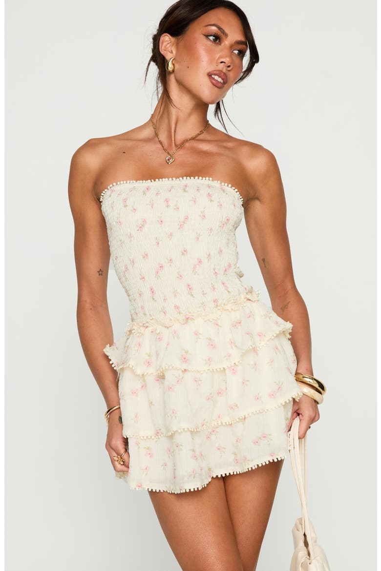 Sunkiss Frill Strapless Minidress, Alternate, color, FLORAL