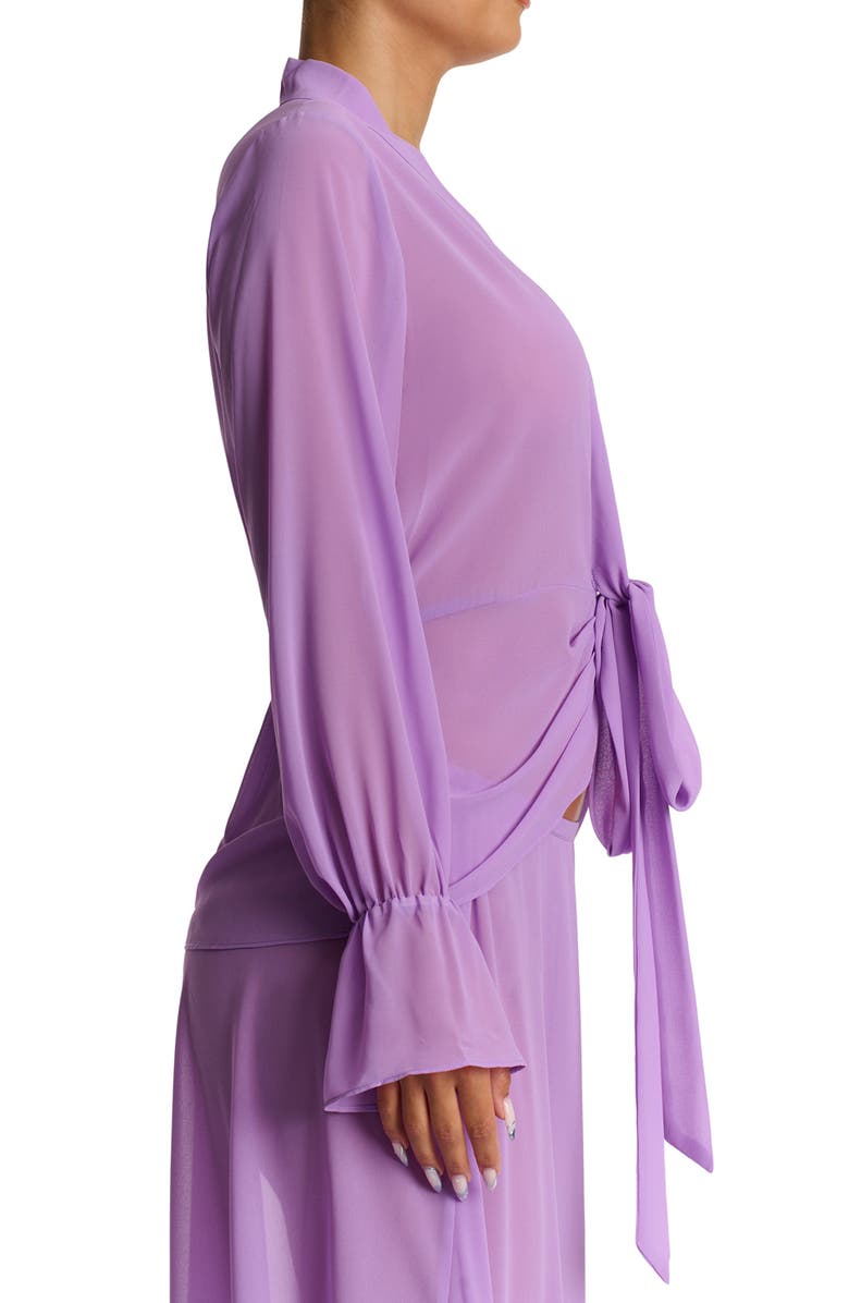 Naked Wardrobe Plunge Tie Front Chiffon Top, Alternate, color, Violet