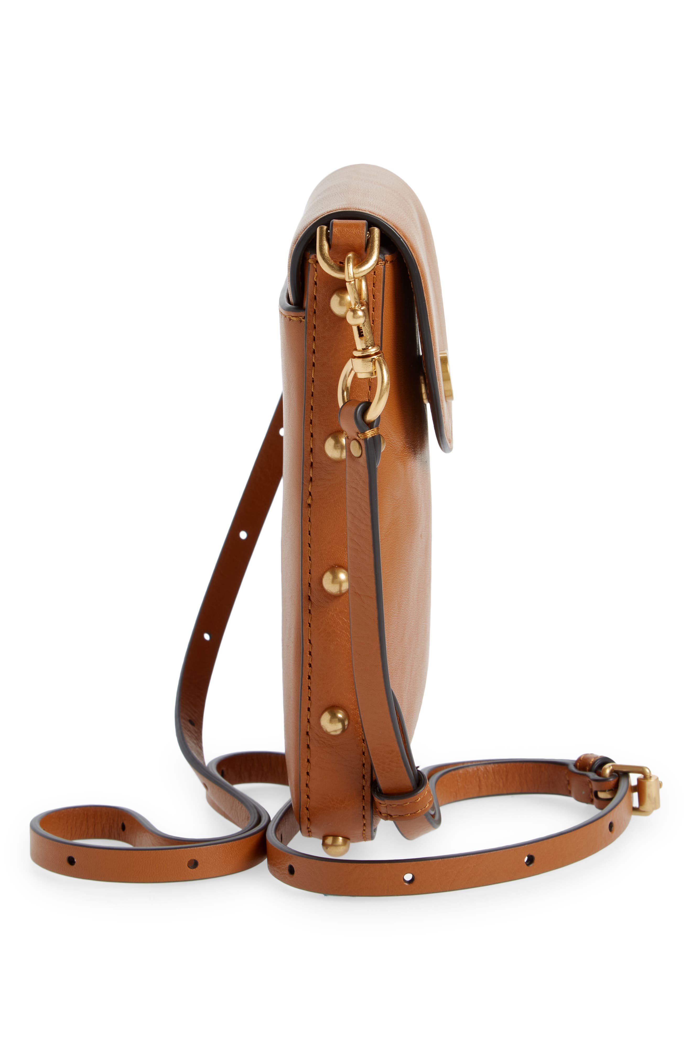 Envelope Leather Phone Crossbody Bag, Alternate, color, CARAMELLO