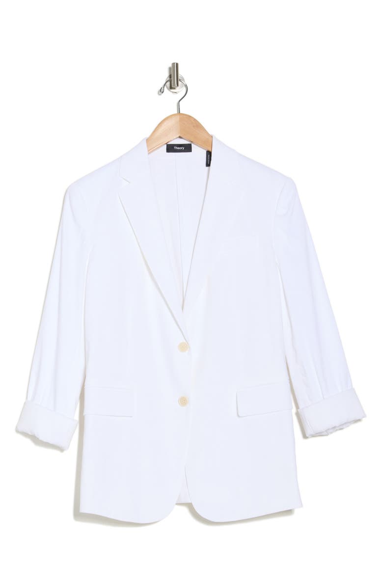 Theory Rolled Sleeve Linen Blend Blazer, Alternate, color, Wht
