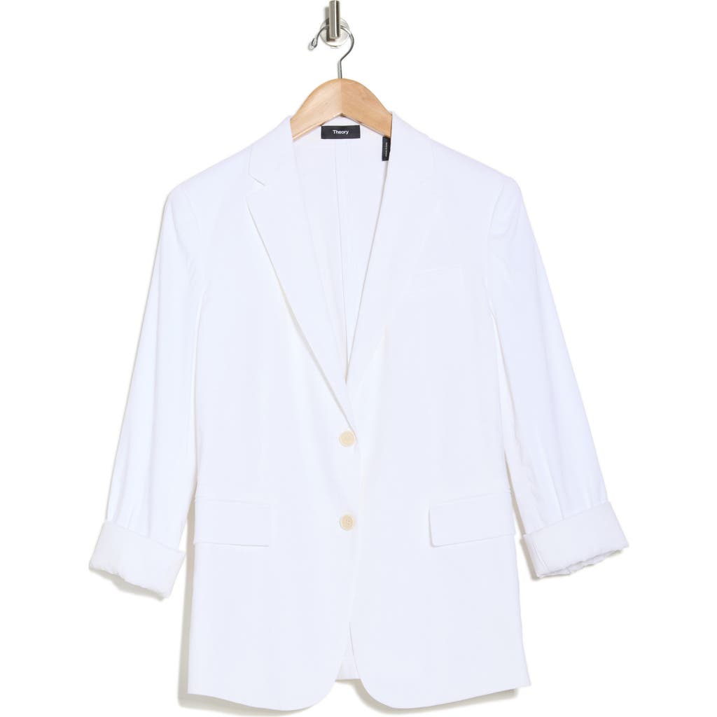 Theory Rolled Sleeve Linen Blend Blazer In Wht
