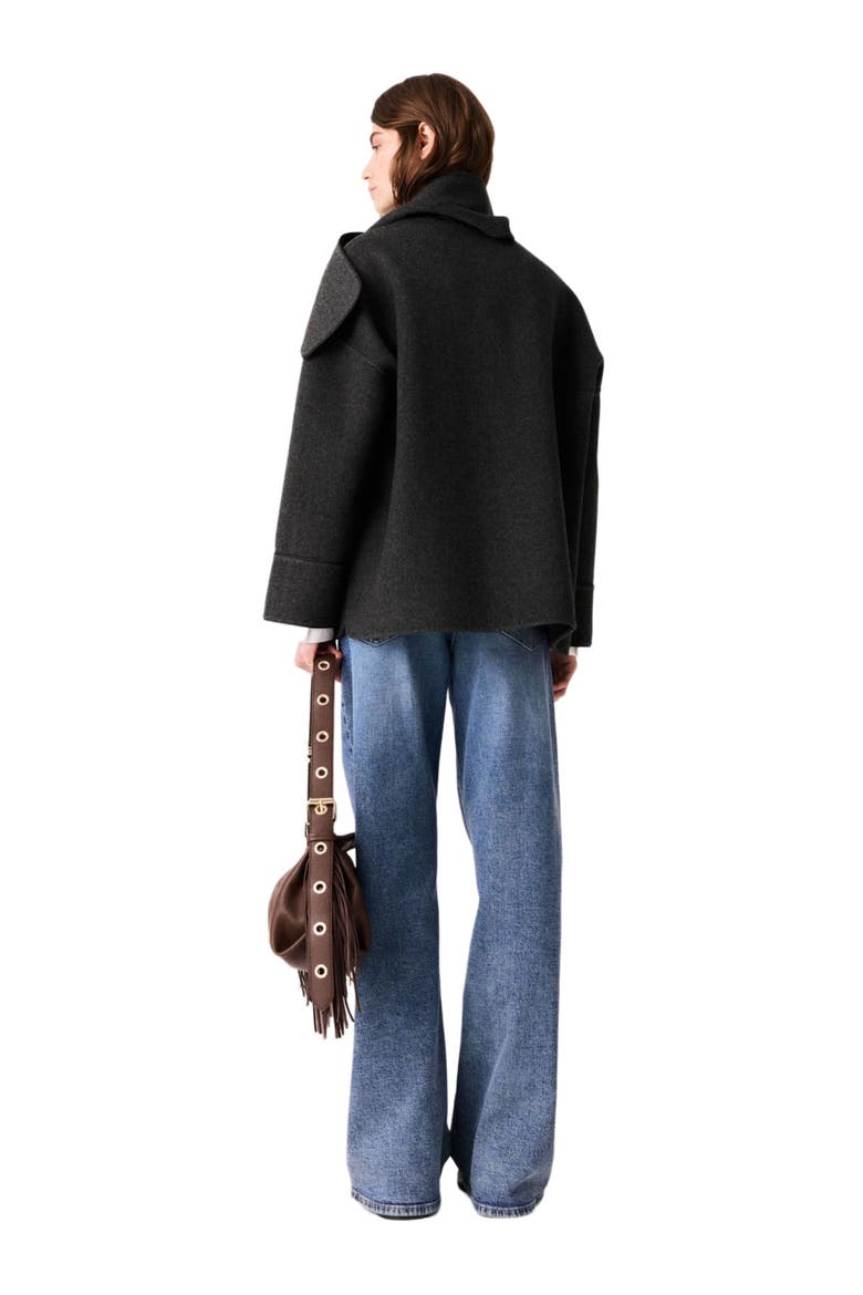 Coat with removable scarf, Alternate, color, Grey