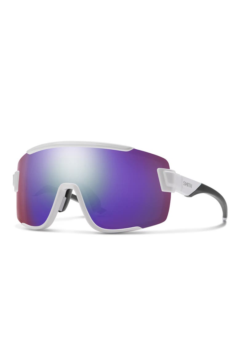 Wildcat 135mm ChromaPop™ Shield Sunglasses, Alternate, color, WHITE / CHROMAPOP VIOLET MIRROR