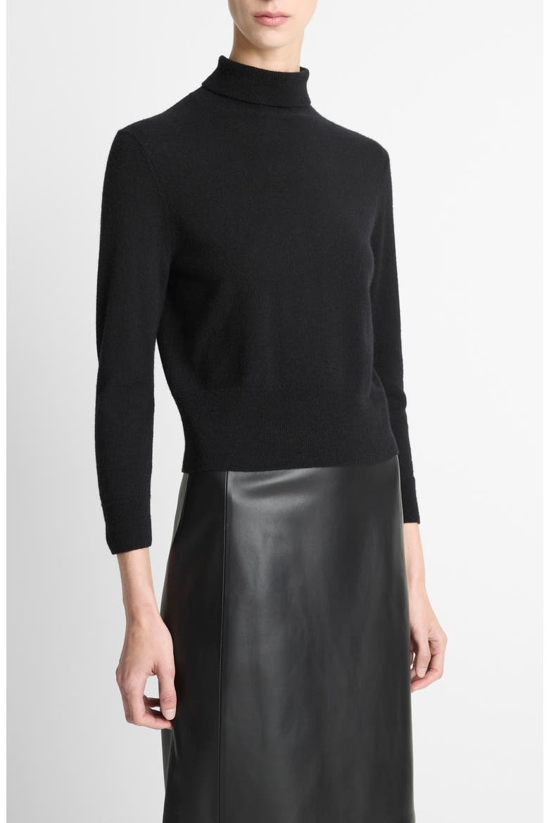 Cashmere & Silk Mock Neck Sweater, Alternate, color, BLACK