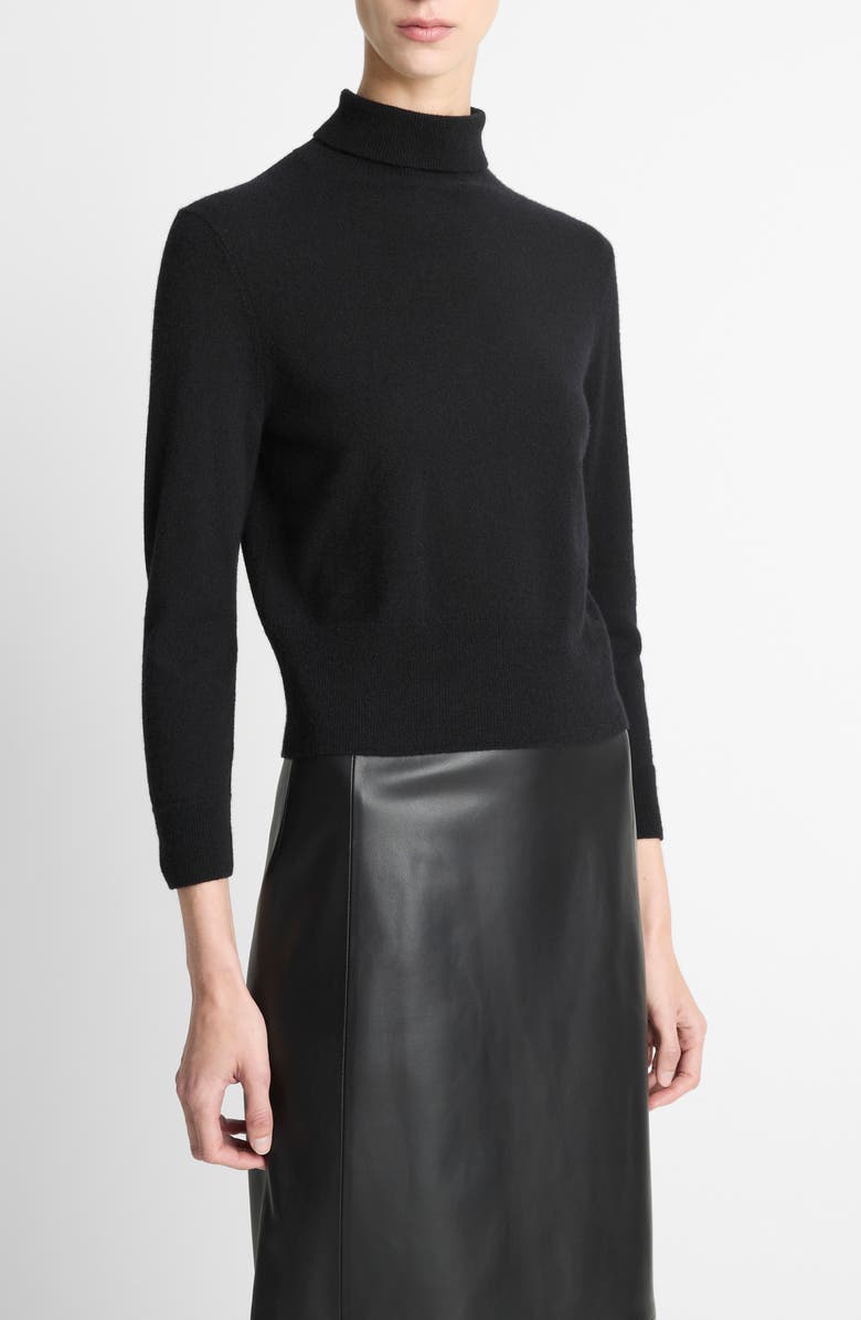 Vince Cashmere & Silk Mock Neck Sweater, Alternate, color, Black