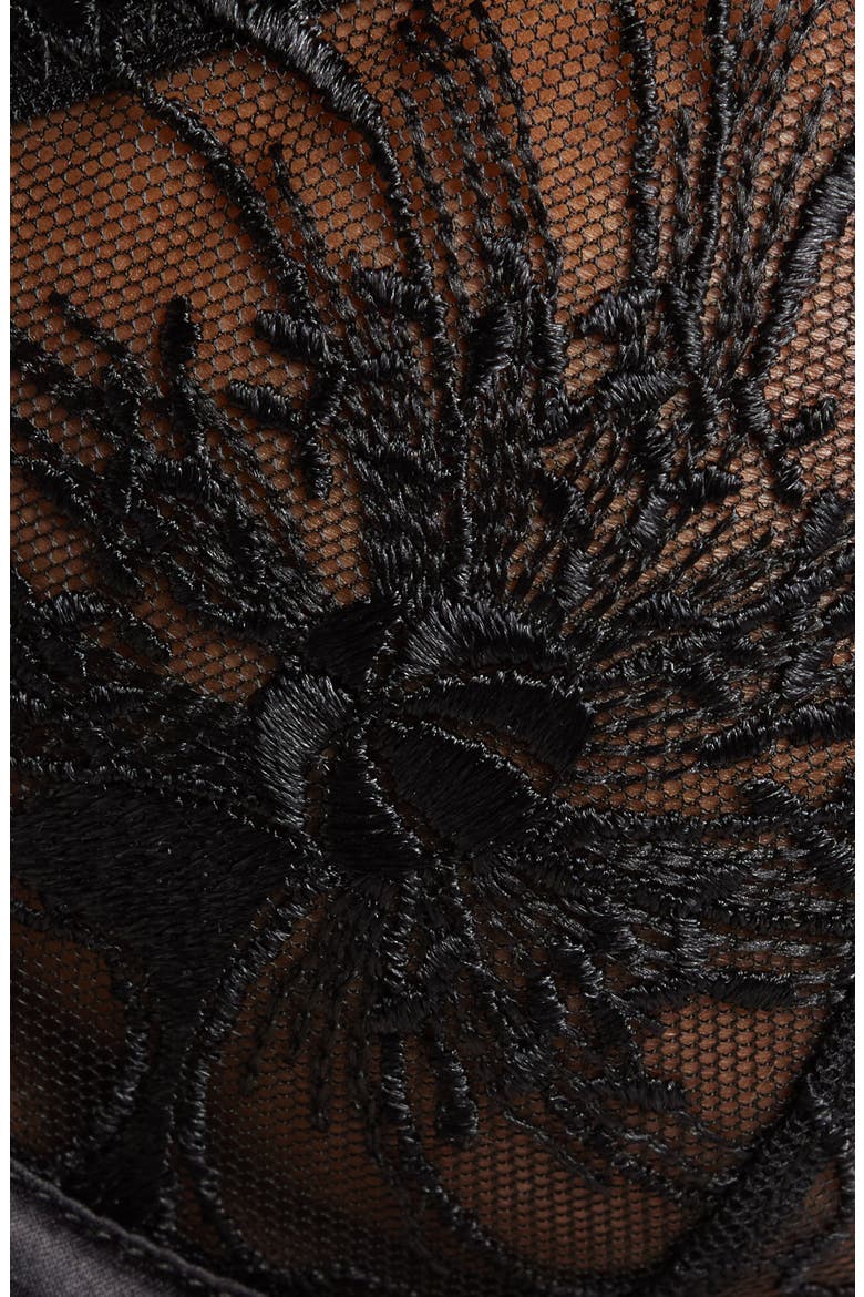 Amaryllis Embroidered Underwire Demi Bra, Alternate, color, BLACK