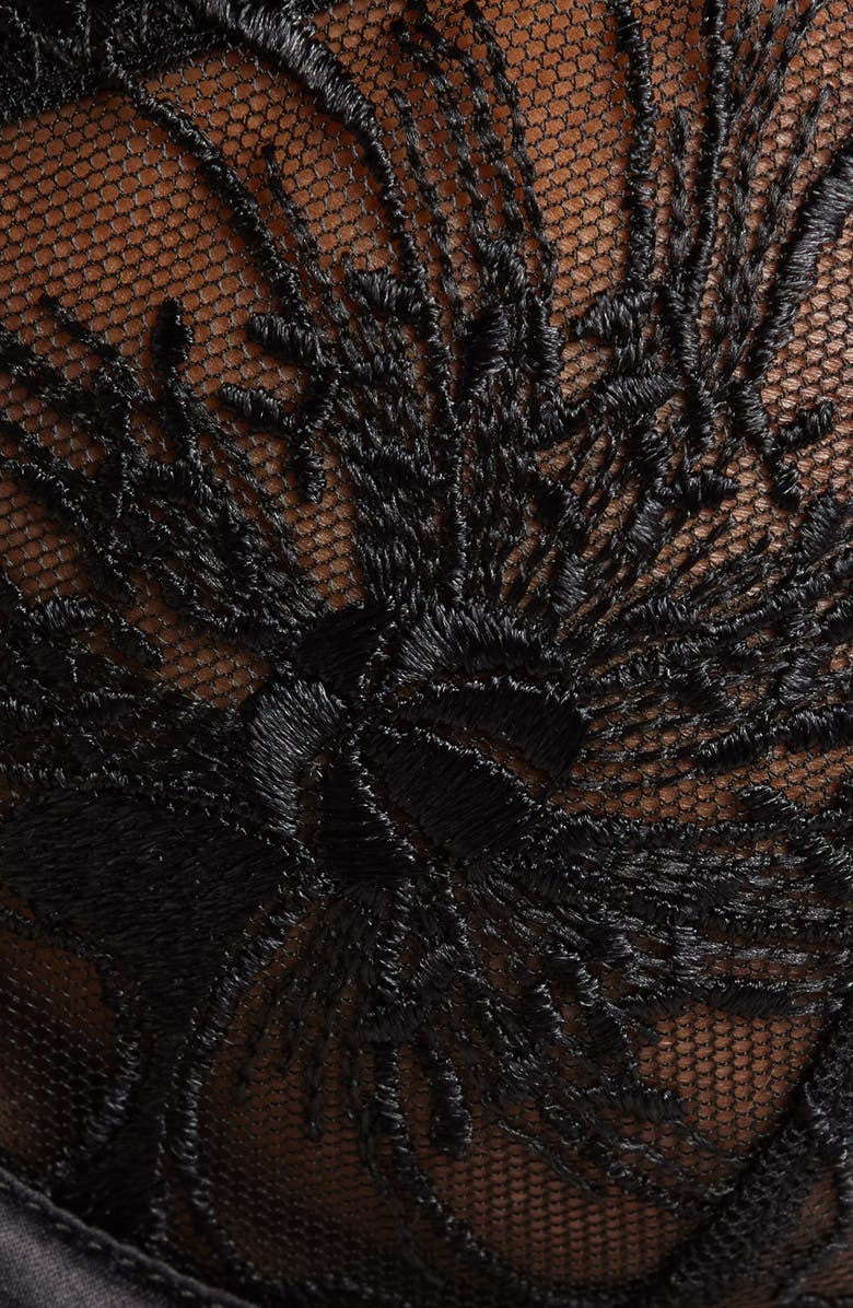 Etam Amaryllis Embroidered Underwire Demi Bra, Alternate, color, Black