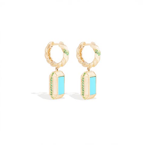 Spark Emerald Cut Drop Huggie