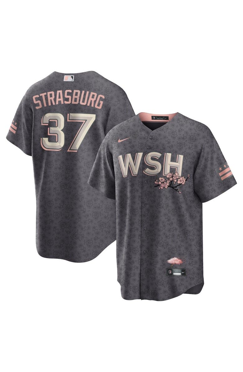Nike Men's Nike Stephen Strasburg Charcoal Washington Nationals City Connect Replica Player Jersey, Main, color, 