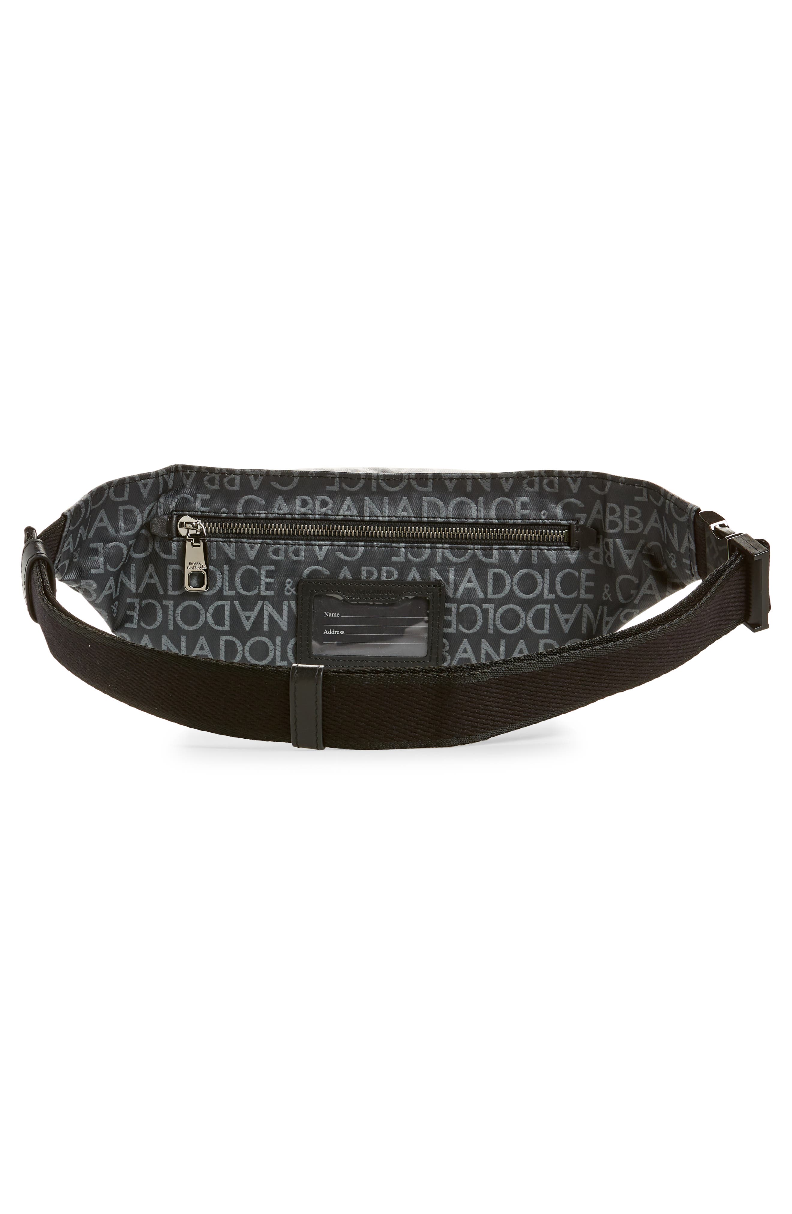 Dolce&Gabbana Logo Print Canvas Belt Bag, Alternate, color, Black/ Grey