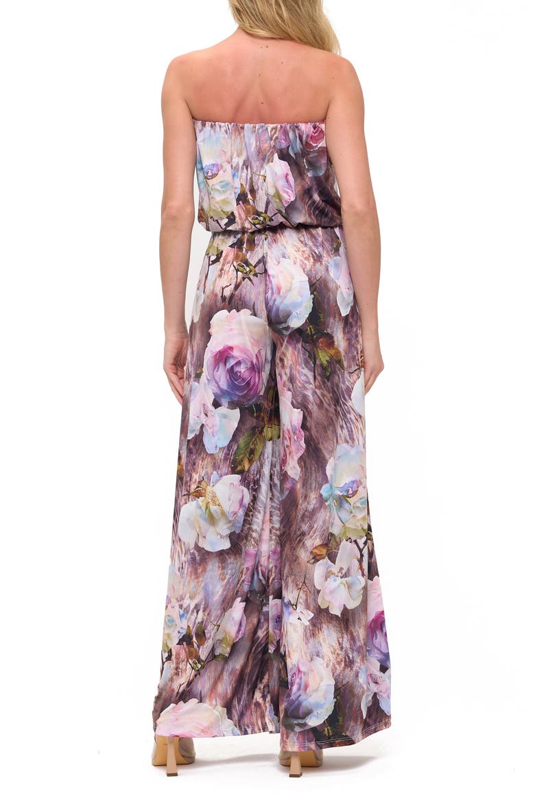 Printed Strapless Wide Leg Romper, Alternate, color, PURPLE