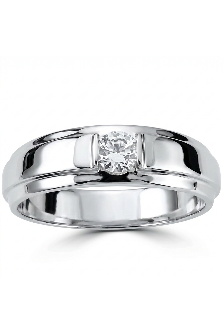 1/6CT Mens Diamond Solitaire Ring 10K Gold, Main, color, 10k White Gold