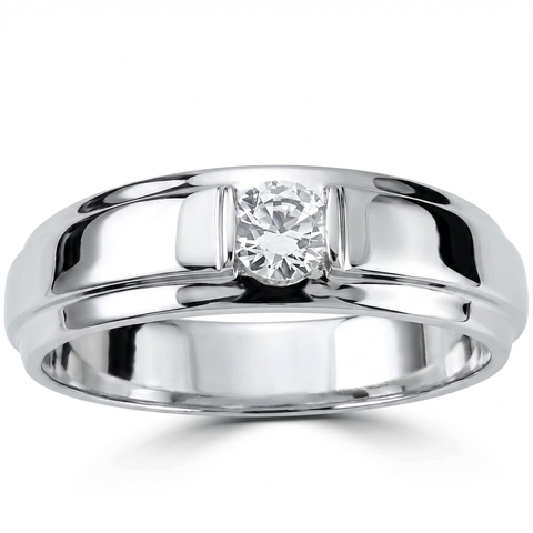 1/6CT Mens Diamond Solitaire Ring 10K Gold