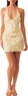 SNDYS Calena Sequin Paillette Halter Minidress