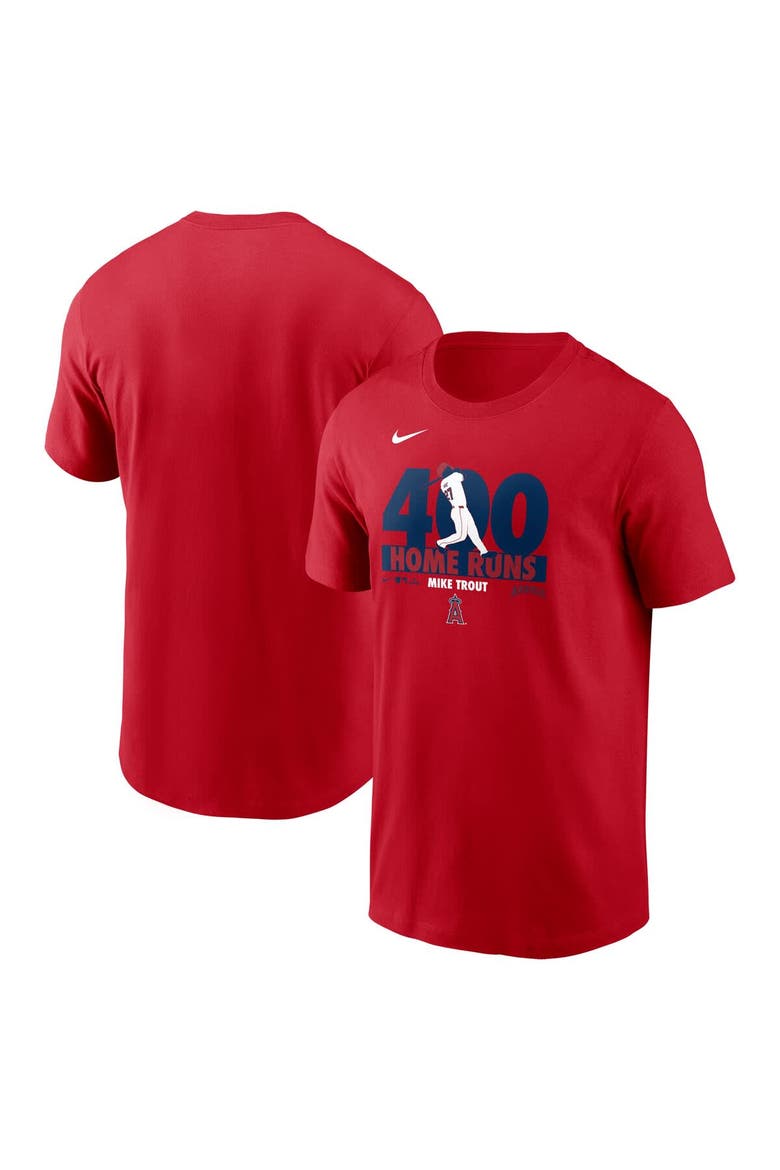 Men's Nike Mike Trout Red Los Angeles Angels 400 Career Home Runs T-Shirt, Main, color, Red