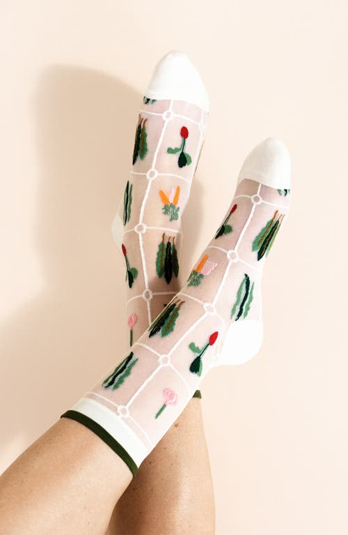 Shop Hansel From Basel Yachae Sheer Crew Socks In White