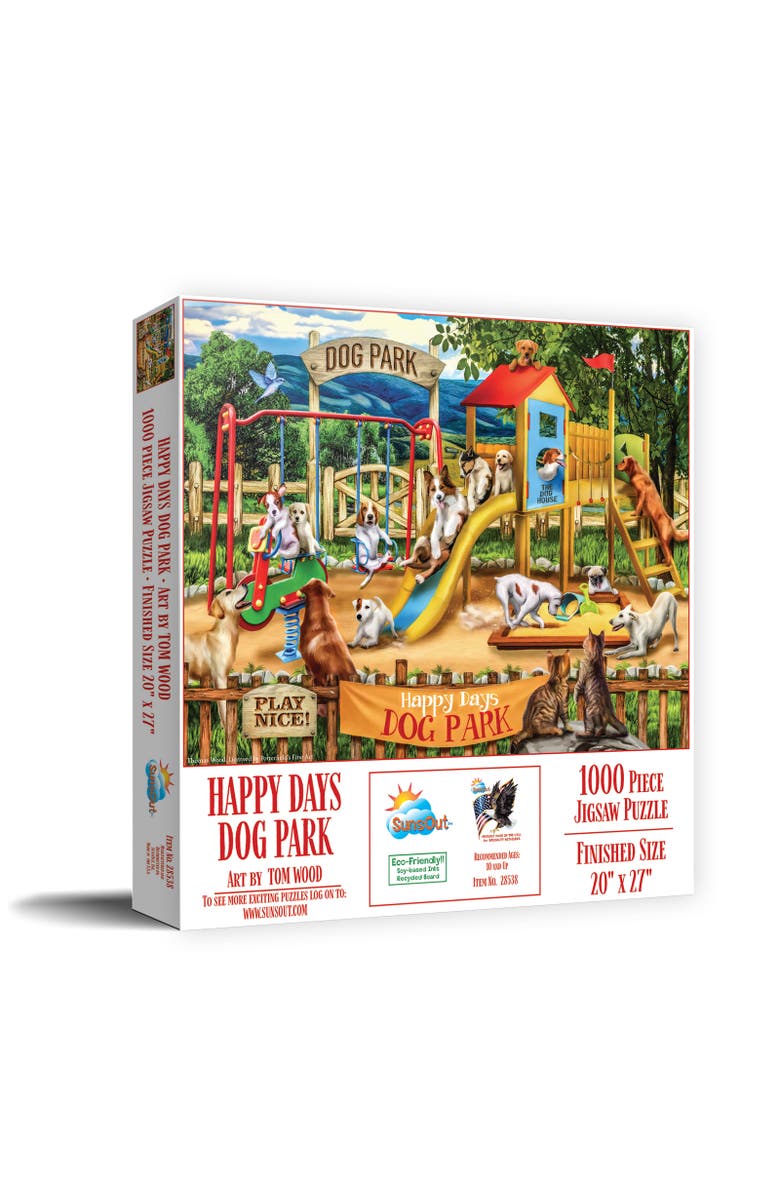 Sunsout Happy Days Dog Park 1000 piece Jigsaw Puzzle for Adults, Main, color, Multicolor