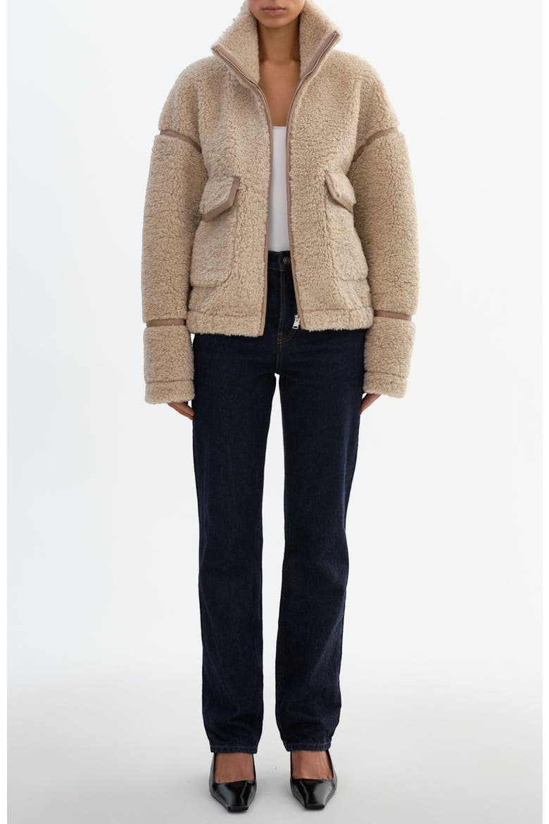 BRENNA |Teddy Fleece Jacket, Main, color, Beige