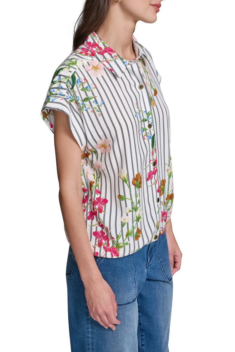 Floral & Stripe Button-Up Shirt, Alternate, color, SOFT WHITE/MIDNIGHT NAVY COMBO