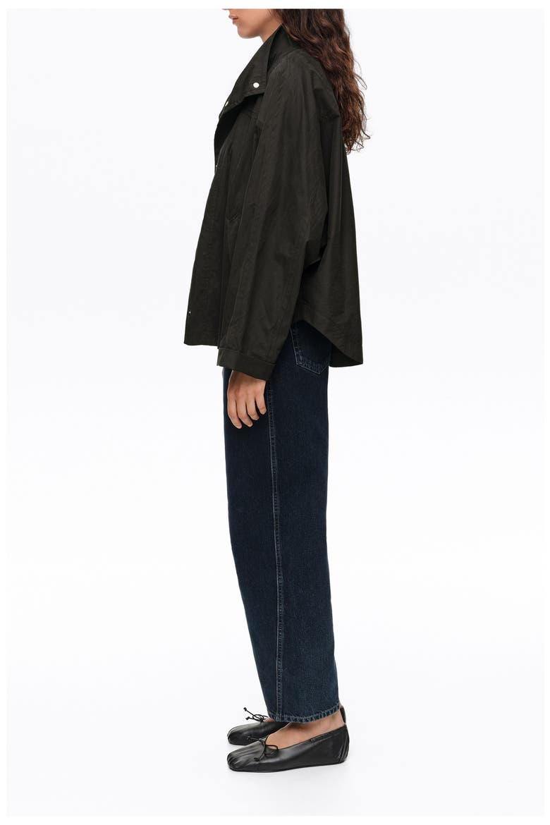 Short Batwing Trench Coat, Alternate, color, BLACK