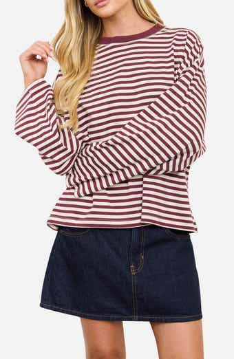Striped Long Sleeve Knit Top