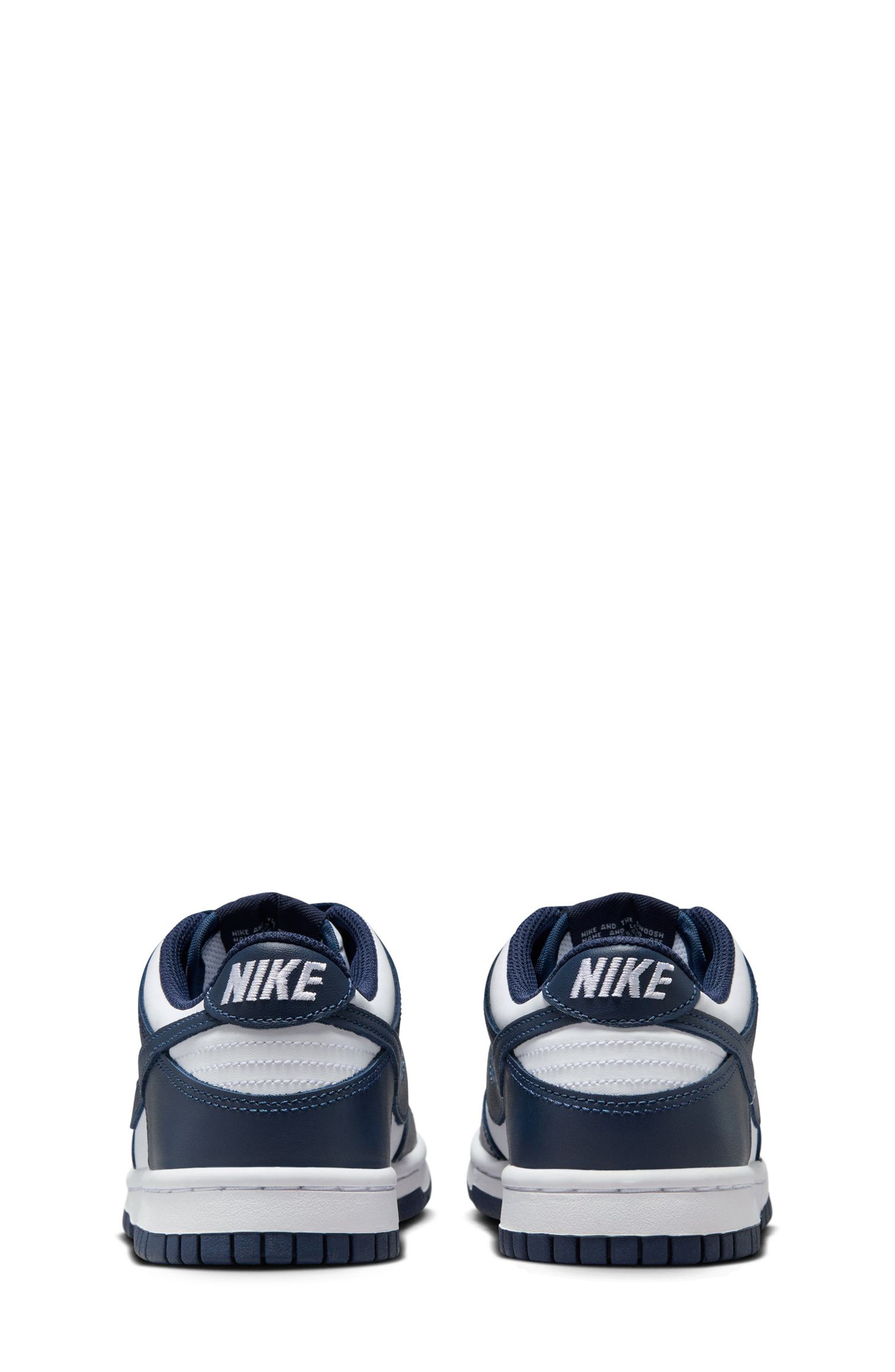 Nike Kids' Dunk Low Basketball Sneaker, Alternate, color, White/ Midnight Navy/ White