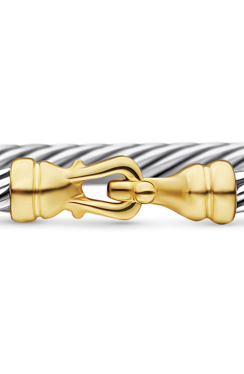 David Yurman Cable Collectibles Buckle Bangle Bracelet with 18K Gold, 3mm, Alternate, color, Two Tone