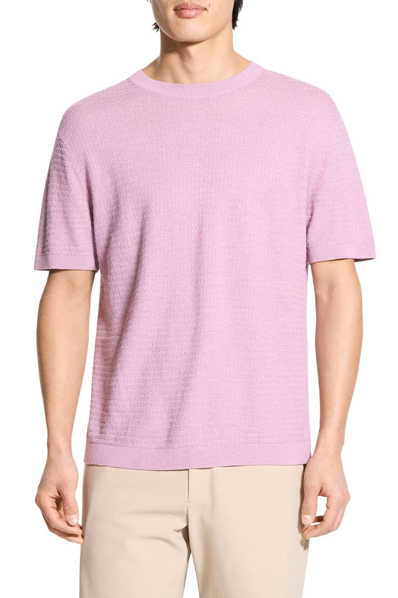 Kolben Short Sleeve Linen & Cotton Blend Crewneck Sweater, Main, color, PALE MAUVE - TV6