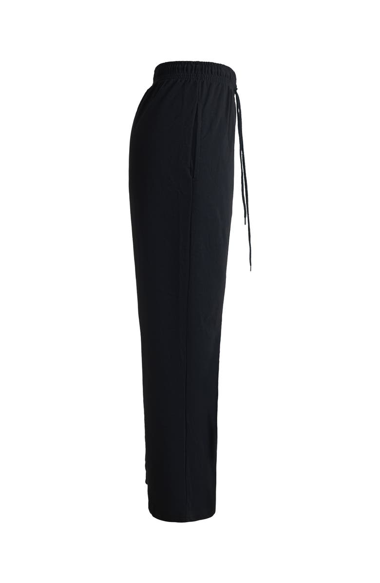 Solomon & Sage Cotton Wide Leg Drawstring Trousers, Alternate, color, Black