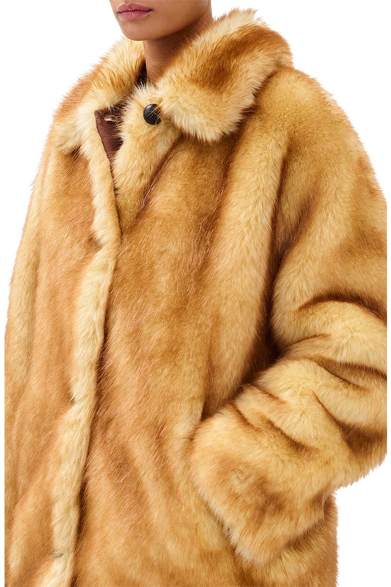 Brenna Faux Fur Coat, Alternate, color, BROWN