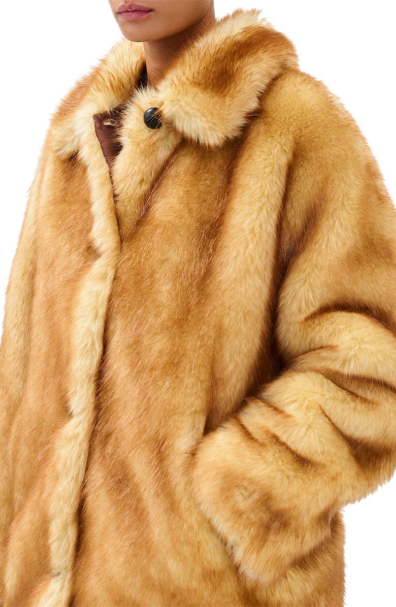 rag & bone Brenna Faux Fur Coat, Alternate, color, Brown