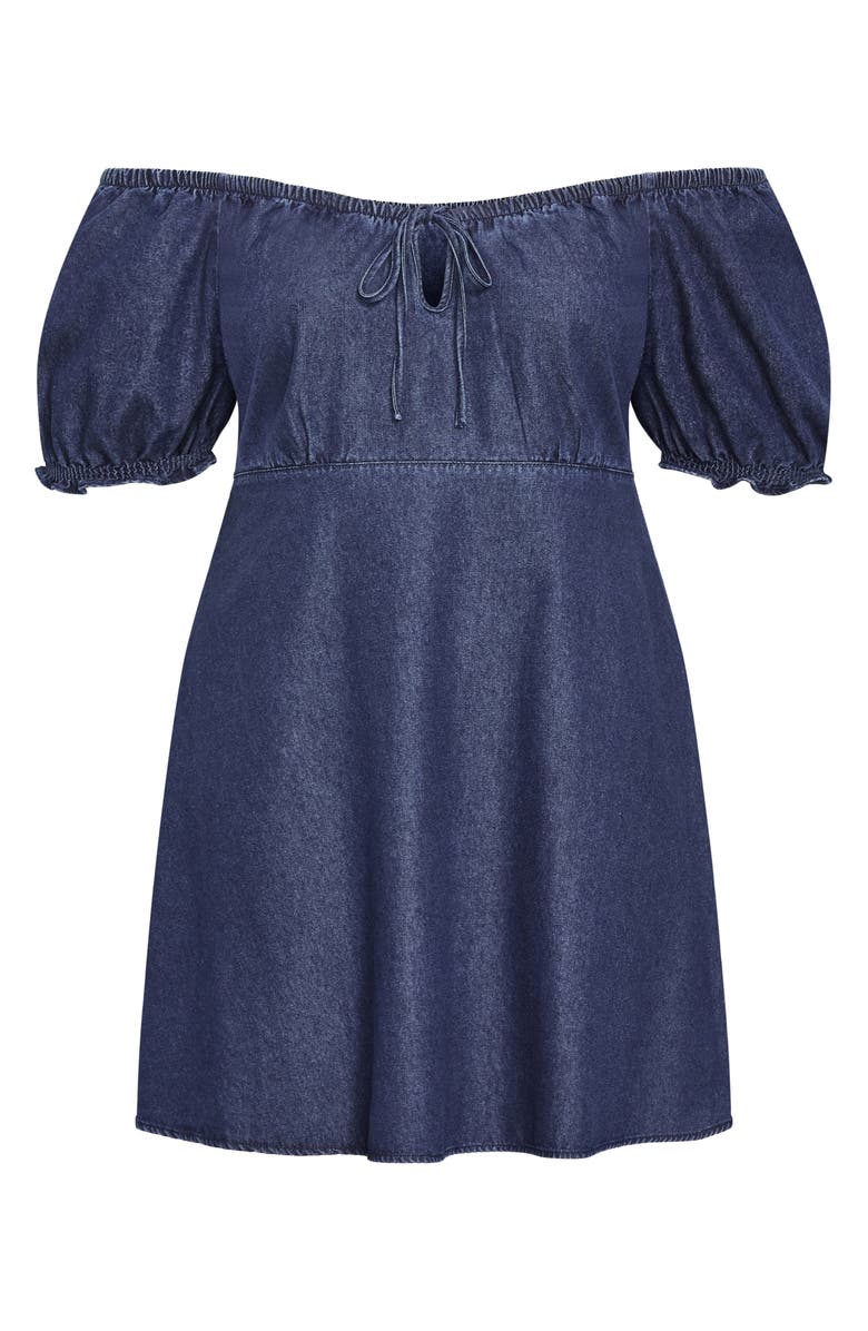 City Chic Freya Denim Babydoll Minidress, Alternate, color, Dark Denim