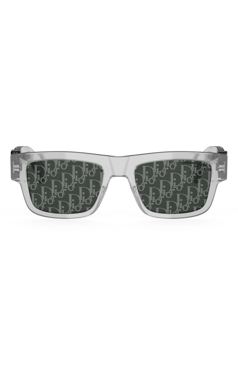 DIOR Oblique S3I 52mm Mirrored Rectangular Sunglasses, Main, color, Grey/ Other / Smoke Mirror