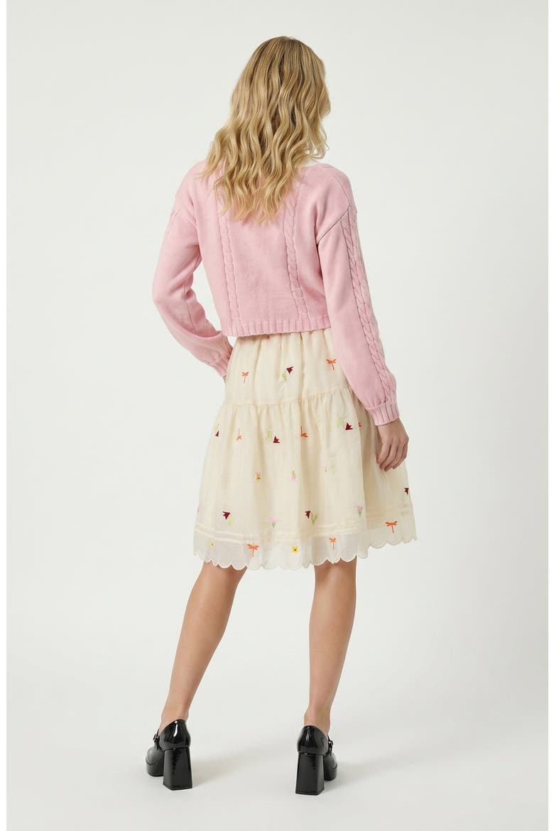 Embroidered Tulle Skirt, Alternate, color, Beige