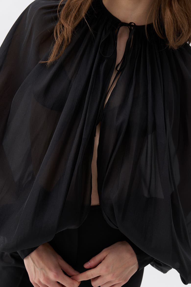 Balloon Sleeve Bolero Jacket, Alternate, color, Black
