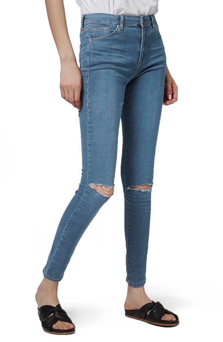 Topshop Leigh Ripped Skinny Jeans, Main, color, 