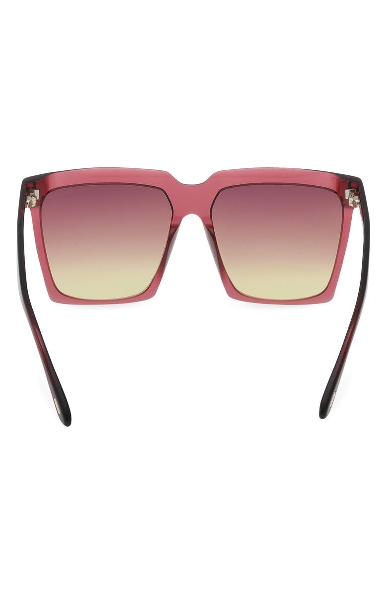 TOM FORD Sabrina 58mm Gradient Square Sunglasses, Alternate, color, Bordeaux / T Logo / Sunset