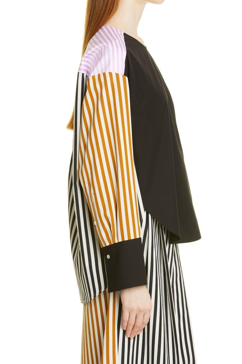 Ellis Mixed Stripe Cotton Top, Alternate, color, BLACK STRIPE COMBO