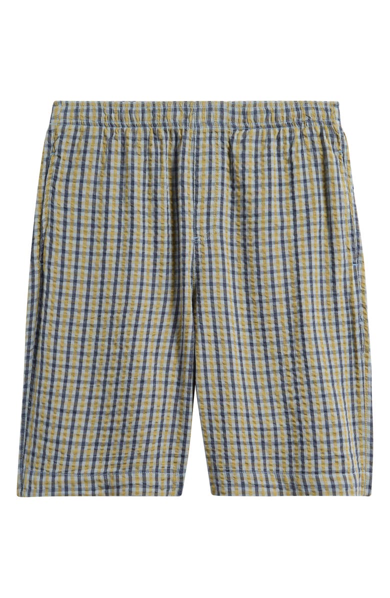 Topman Check Cotton Seersucker Shorts, Alternate, color, Green Multi