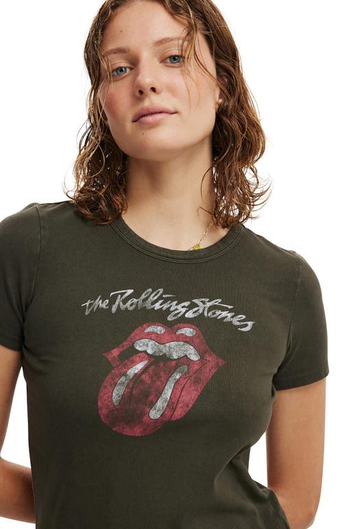 Cotton On Fitted Lcn Graphic Longline Tee In Rolling Stones Classic
