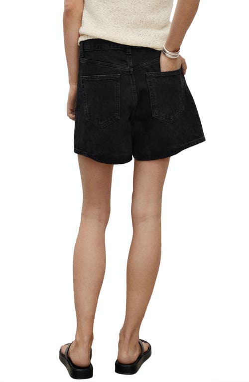Mango High Waist Denim Shorts In Black