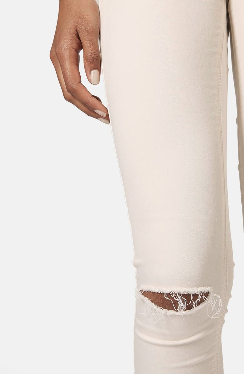 Topshop Moto 'Leigh' Ripped Mid Rise Skinny Jeans, Alternate, color, 